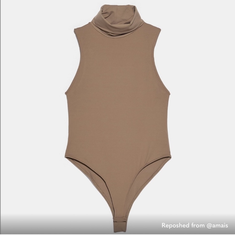 Zara Brown Turtleneck Bodysuit Size Small